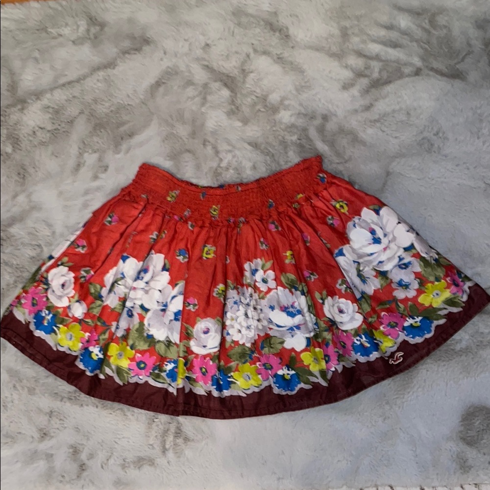 Hollister Floral Red Bubble Mini Skirt Summer  Boho Small